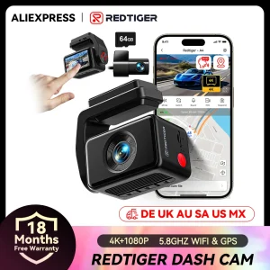 REDTIGER A4 4k Dash Cam Front and Rear Drive Recorder GPS& 5G WiFi Touch Screen Night Vision 24H Parking Mode Voice Control