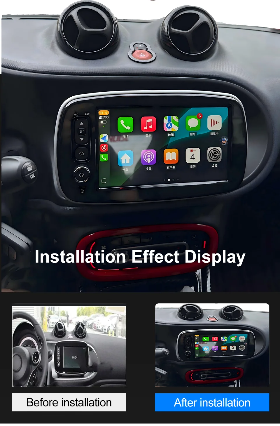 8inch Android Auto Carplay Radio Multimedia Navigation GPS Screen for Benz Smart 453 Fortwo 2014-2020 Car Autoradio - Image 6