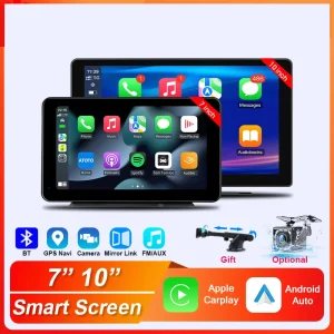 Universal 7" 10" inch Car Wireless Carplay & Android Auto Navigation Rearview FM AUX Portable Multimedia Touch Screen