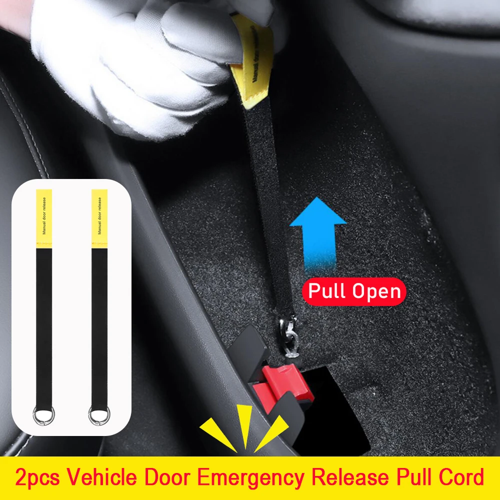 Car Door Emergency Release Pull Cord for Tesla Model 3 Y Juniper 2025 2026 Rear Door Emergency Switch Pull Rope Safety Accessory