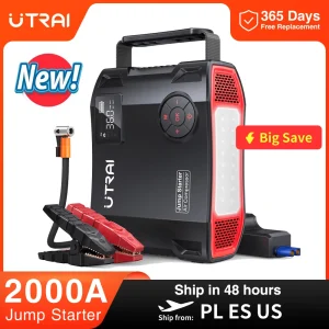 UTRAI 4 In 1 2000A Jump Starter Power Bank 16000mAh 150PSI Air Compressor Tire Pump Portable Charger Car Booster Starting Device
