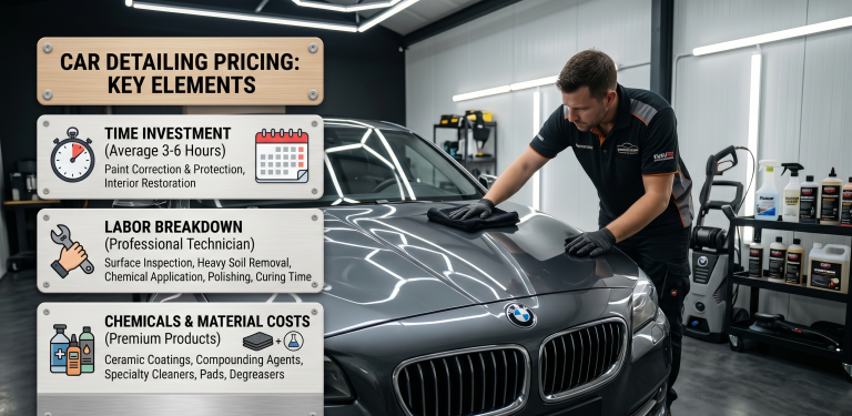 What Actually Goes Into Car Detailing Pricing (Time, Labor, Chemicals Breakdown)